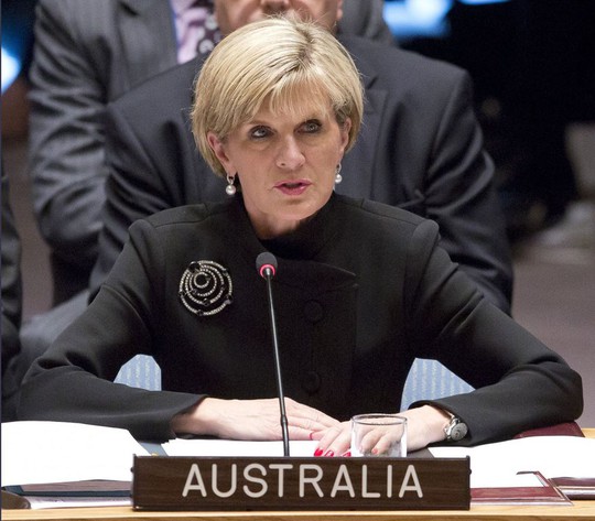 
Ngoại trưởng Úc Julie Bishop phát biểu tại Liên Hiệp Quốc năm 2014. Ảnh: AP
