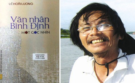 Tác giả Lê Hoài Lương và bìa sách “Văn nhân Bình Định - Một góc nhìn” Ảnh: C.T.V
