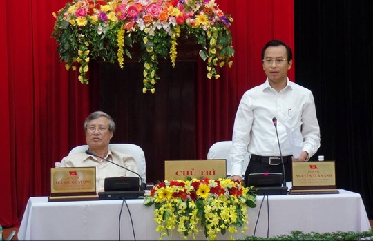 
Ông Nguyễn Xuân Anh phát biểu tại buổi làm việc với Chủ nhiệm Ủy ban Kiểm tra Trung ương Đảng Trần Quốc Vượng Ảnh: Hoài Sa
