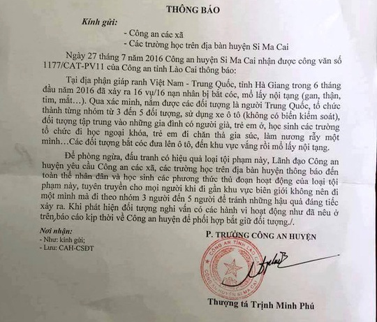
Công văn gây hoang mang của Công an huyện Si Ma Cai, Lào Cai
