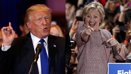Bà Hillary Clinton (phải) và đối thủ Donald Trump Ảnh: Reuters