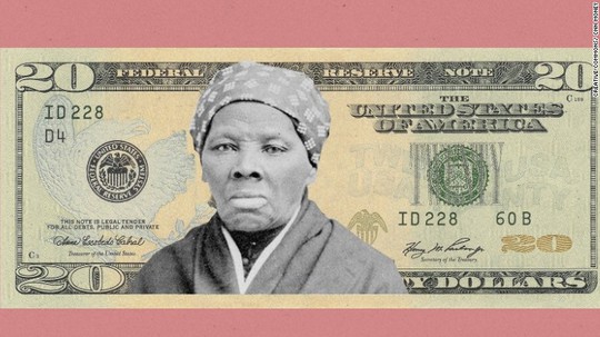 
Chân dung bà Harriet Tubman ở mặt trước tờ tiền 20 USD. Ảnh: CNN
