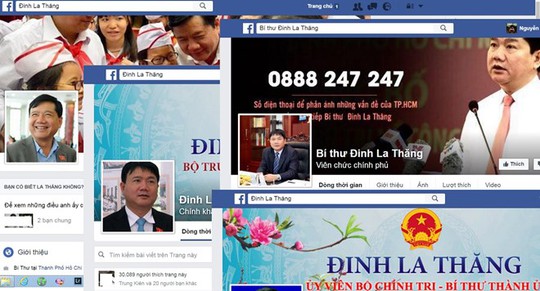 
Ảnh chụp màn hình một số tài khoản facebook mang tên vị Bí thư Thành ủy TP HCM.
