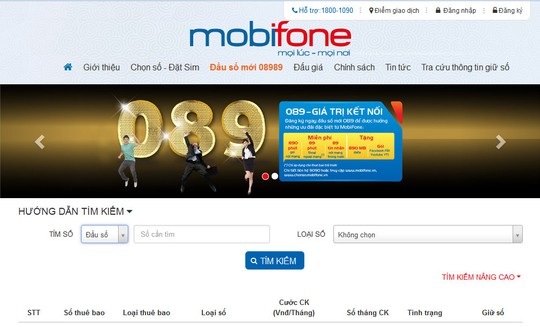 
Website đăng ký đầu số MobiFone 089 mới.
