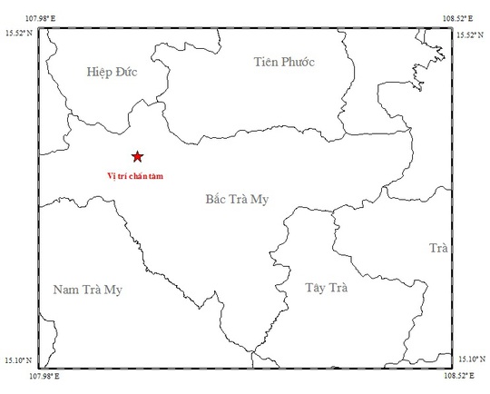 
Bản đồ chấn tâm trận động đất xảy ra sáng nay Ảnh: Viện Vật lý địa cầu
