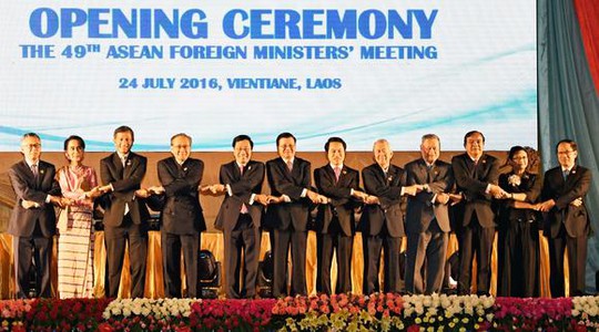 
Hội nghị Bộ trưởng Ngoại giao ASEAN diễn ra tại Lào hôm 24-7. Ảnh: Kyodo
