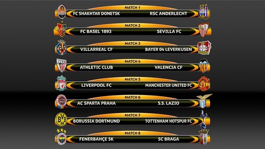 
Kết quả bốc thăm vòng 1/8 Europa League
