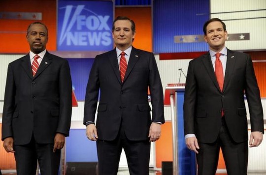 Từ trái qua: bác sĩ thần kinh Ben Carson, Thượng nghị sĩ Ted Cruz và Thượng nghị sĩ Marco Rubio. Ảnh: Reuters