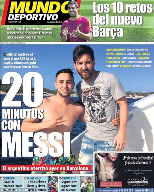 Fan cuồng bơi cả 1.000 m để gặp Messi