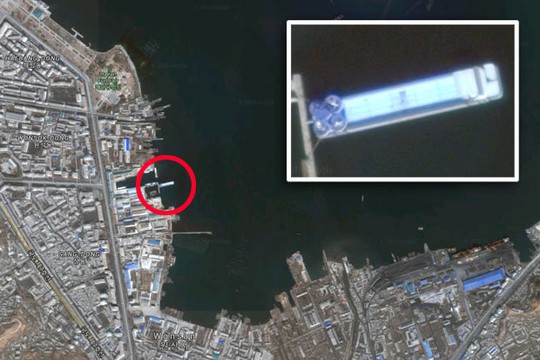 
Vị trí của con tàu được cho là ở cảng Wonsan. Ảnh: Google
