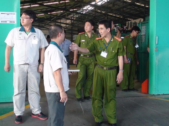 Đoàn công tác của Bộ Công an kiểm tra công tác PCCC tại các công ty ở Đồng Nai