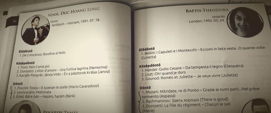 Ninh Đức Hoàng Long được giới thiệu trong quyển kỷ yếu các thí sinh dự thi cuộc thi Opera quốc tế uy tín mang tên “IX. Simandy Jozsef international singing competition” tổ chức tại Szeged, Hungary