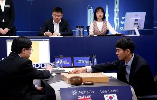 
Ở ván đấu cuối cùng, máy tính Alphago đã thắng thuyết phục kỳ thủ cờ vây thế giới Lee Sedol (phải).
