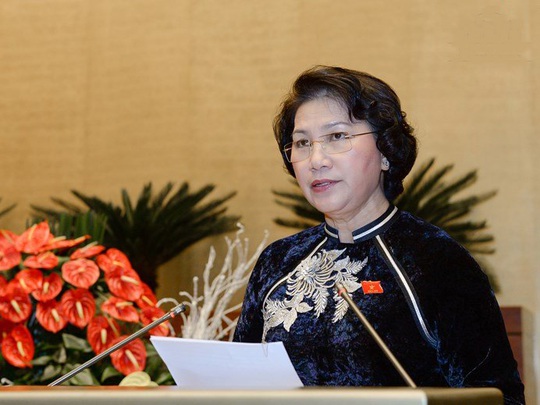 Chủ tịch QH Nguyễn Thị Kim Ngân phát biểu khai mạc kỳ họp thứ nhất, QH khóa XIV - Ảnh: quochoi.vn