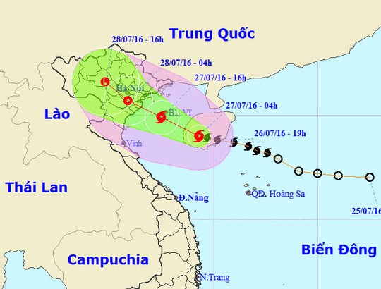 Dự báo đường đi của bão số 1 - Ảnh: Trung tâm dự báo khí tượng thủy văn Trung ương