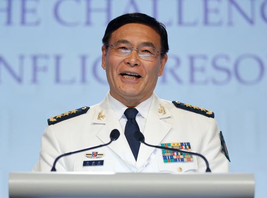 
Đô đốc Tôn Kiến Quốc, Phó Tổng Tham mưu trưởng Quân đội Trung Quốc, phát biểu hôm 5-6. Ảnh: Reuters
