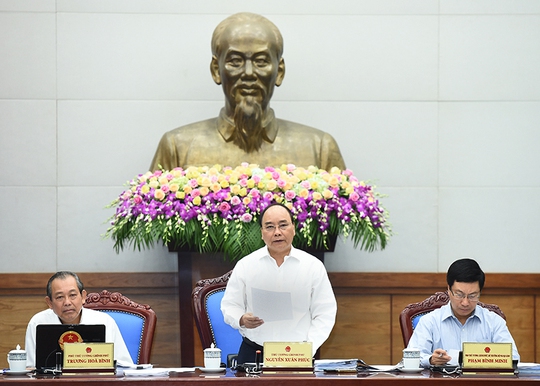 Thủ tướng Nguyễn Xuân Phúc chủ trì phiên họp Chính phủ thường kỳ vào ngày 30-8Ảnh: Quang Hiếu