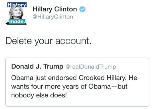 
Bà Clinton và ông Trump đã khai hỏa trên Twitter. Ảnh: Reuters
