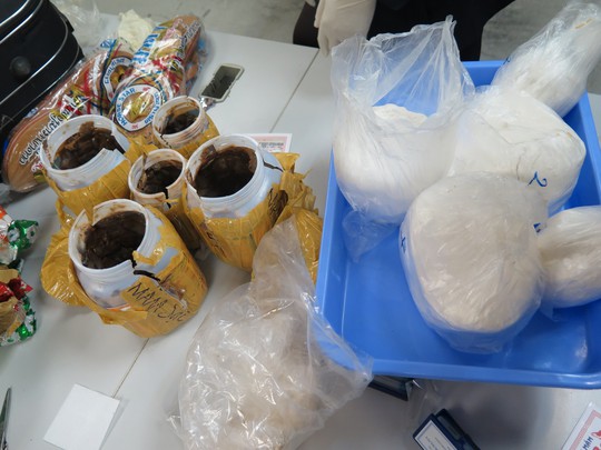 Số lượng ma túy bị phát hiện, bắt giữ. Ảnh: Chi cục hải quan cửa khẩu sân bay Tân Sơn Nhât cung cấp