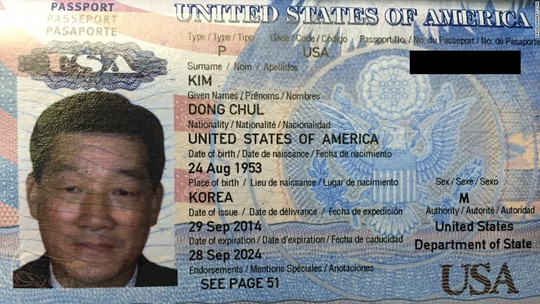 Hộ chiếu của ông Kim Dong-chul Ảnh: CNN