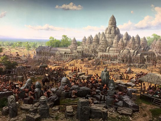 
Một trong những bức tranh 3D tại bảo tàng Angkor Panorama. Ảnh: Cambodia Heritage
