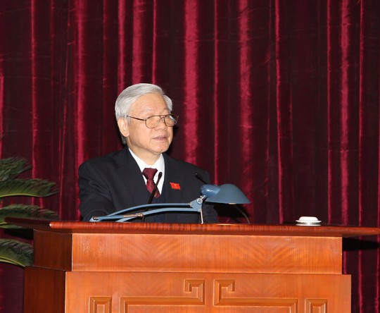 
Tổng Bí thư Nguyễn Phú Trọng phát biểu tại hội nghị lần thứ nhất Ban chấp hành Trung ương khóa XII
