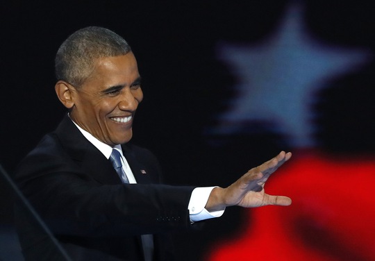 
Tổng thống Mỹ Barack Obama tại đại hội đảng Dân chủ hôm 27-7. Ảnh: Reuters
