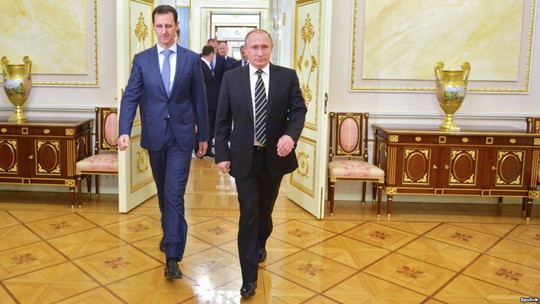 
Tổng thống Nga Vladimir Putin và người đồng cấp Syria Bashar al-Assad ở Moscow hồi cuối năm ngoái. Ảnh: Sputnik
