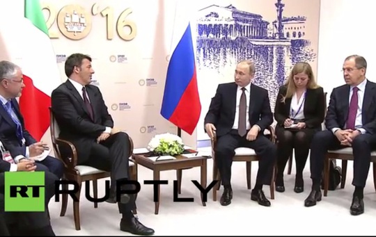 
Ông Putin hội đàm với ông Renzi tại SPIEF. Nguồn: RT
