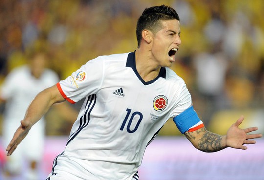 
James Rodriguez, tác giả bàn thắng nâng tỉ số lên 2-0 cho Colombia
