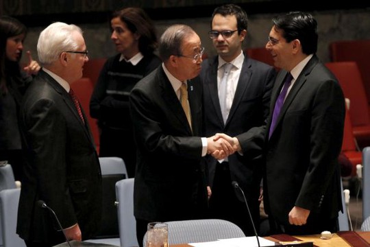 Tổng Thư ký Liên Hiệp Quốc Ban Ki-moon tại cuộc họp của Hội Đồng Bảo an Liên Hiệp Quốc. Ảnh: Reuters