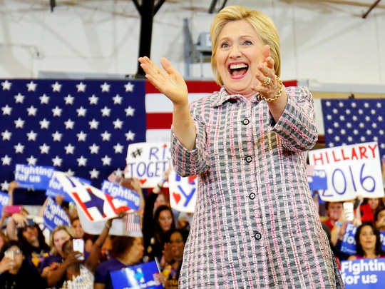 Bà Hillary Clinton tại cuộc vận động tranh cử ở TP Sacramento, bang California - Mỹ hôm 5-6 Ảnh: Reuters