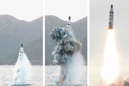 Hình ảnh vụ phóng SLBM mới nhất được Triều Tiên công bố Ảnh: Rodong Sinmun