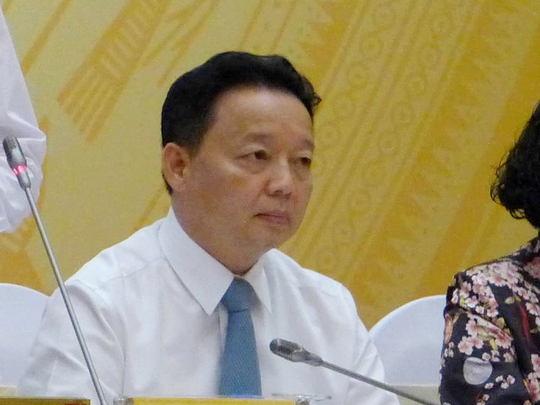 Bộ trưởng Bộ Tài nguyên và Môi trường Trần Hồng Hà tại buổi họp báo