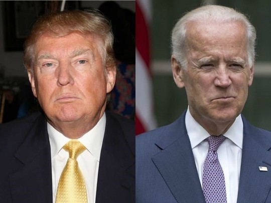 Phó tổng thống Biden (phải) cho rằng tỉ phú Donald Trump (trái) có thể trở thành tổng thống Mỹ năm 2016. Ảnh: AP