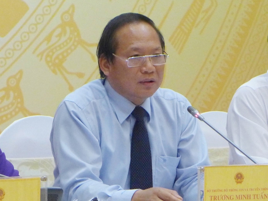 Bộ trưởng Trương Minh Tuấn tại cuộc họp báo chiều 2-6