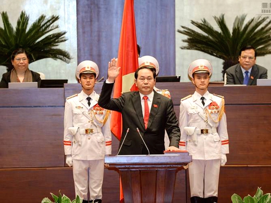 Tân Chủ tịch nước Trần Đại Quang tuyên thệ nhậm chức - Ảnh: Văn Bình