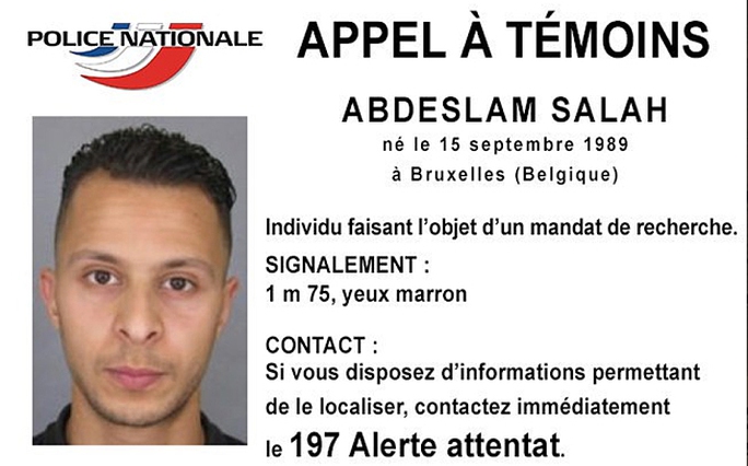 
Thông báo truy nã Salah Abdeslam. Ảnh: do Cảnh sát Quốc gia Pháp công bố
