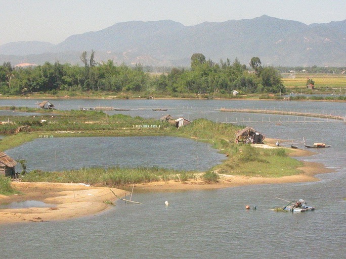 Khúc sông Trường Giang - đoạn qua xã Duy Nghĩa, huyện Duy Xuyên, tỉnh Quảng Nam - đang bị lấn chiếm để nuôi tôm