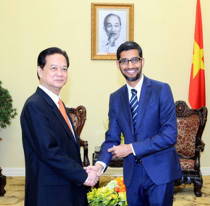 Thủ tướng Nguyễn Tấn Dũng đã tiếp Tổng Giám đốc điều hành Tập đoàn Google Sundar Pichai - Ảnh: Nhật Bắc