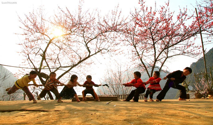
Ảnh kéo co của trẻ em vùng cao mùa xuân - Ảnh: Lam Thanh
