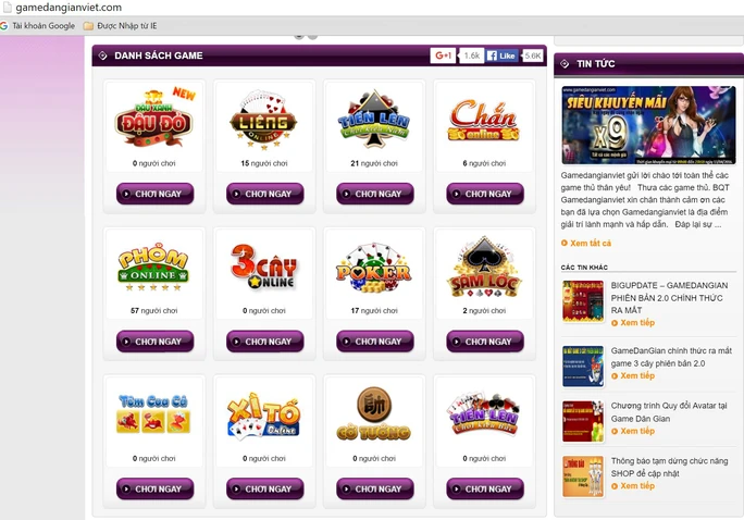 
Nhiều tựa game bài xuất hiện trên các web.
