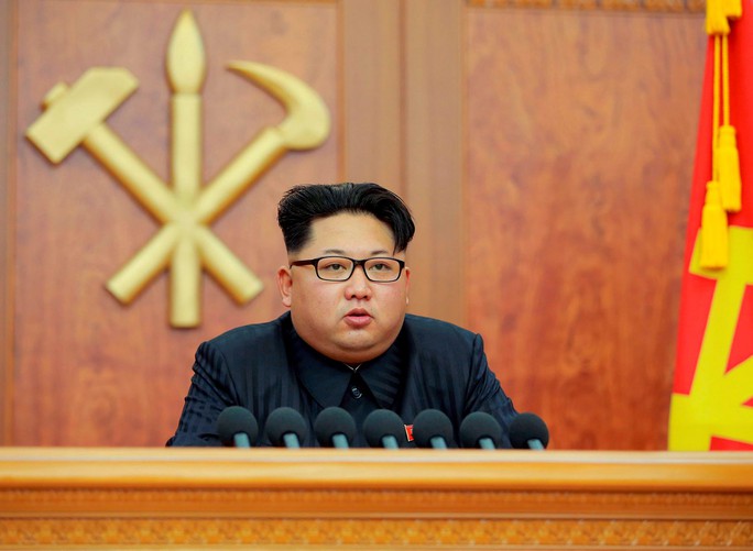 
Ông Kim Jong-Un phát biểu đầu năm 2016. Ảnh: Reuters/Kyodo
