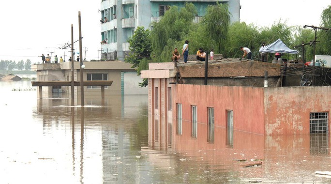 
Cảnh lụt lội ở Triều Tiên. Ảnh: KCNA
