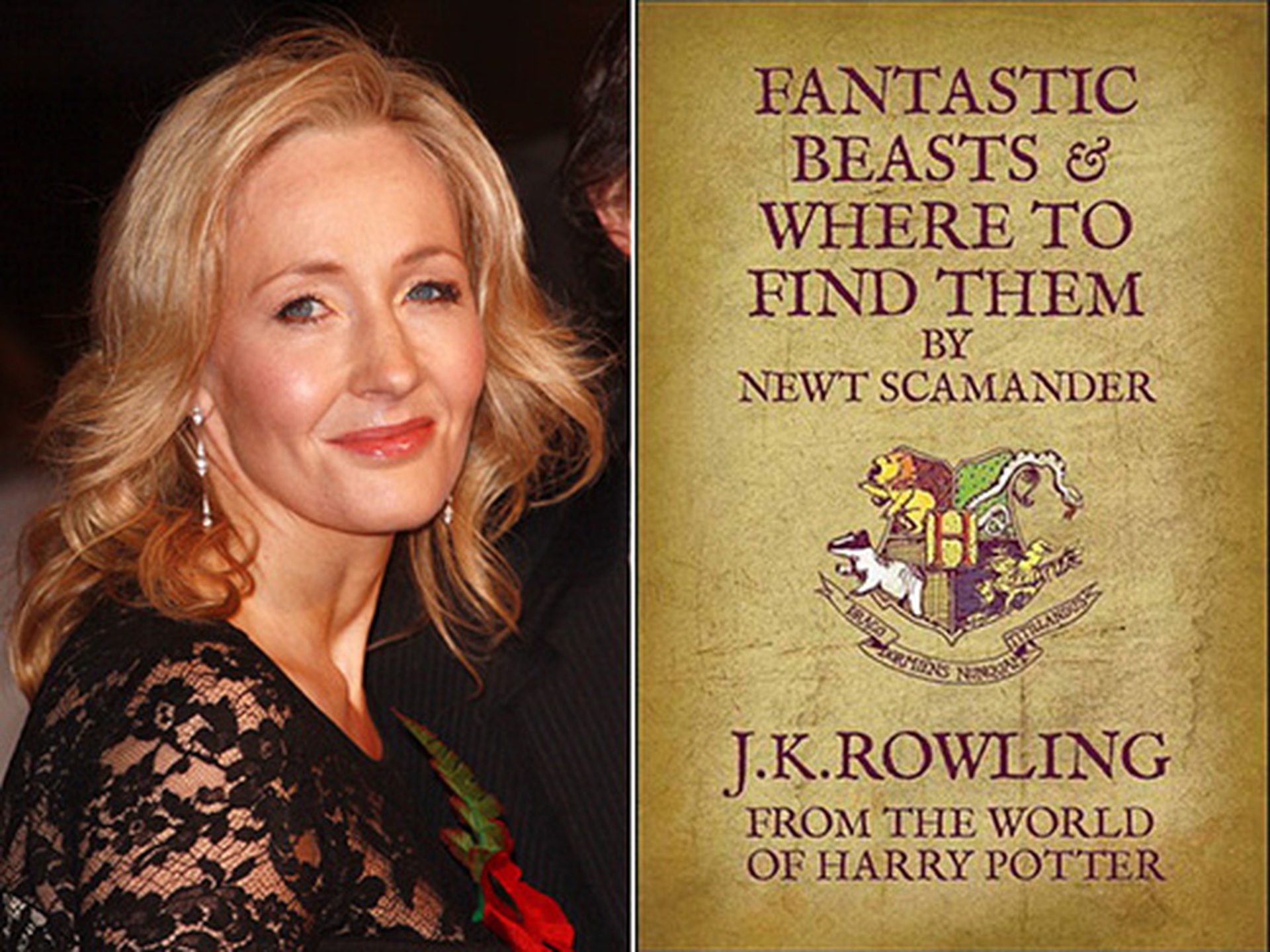 J.K Rowling v&agrave; quyển s&aacute;ch giả tưởng b&agrave; tạo ra trong loạt tiểu thuyết Harry Potter Nguồn: Guardianlv