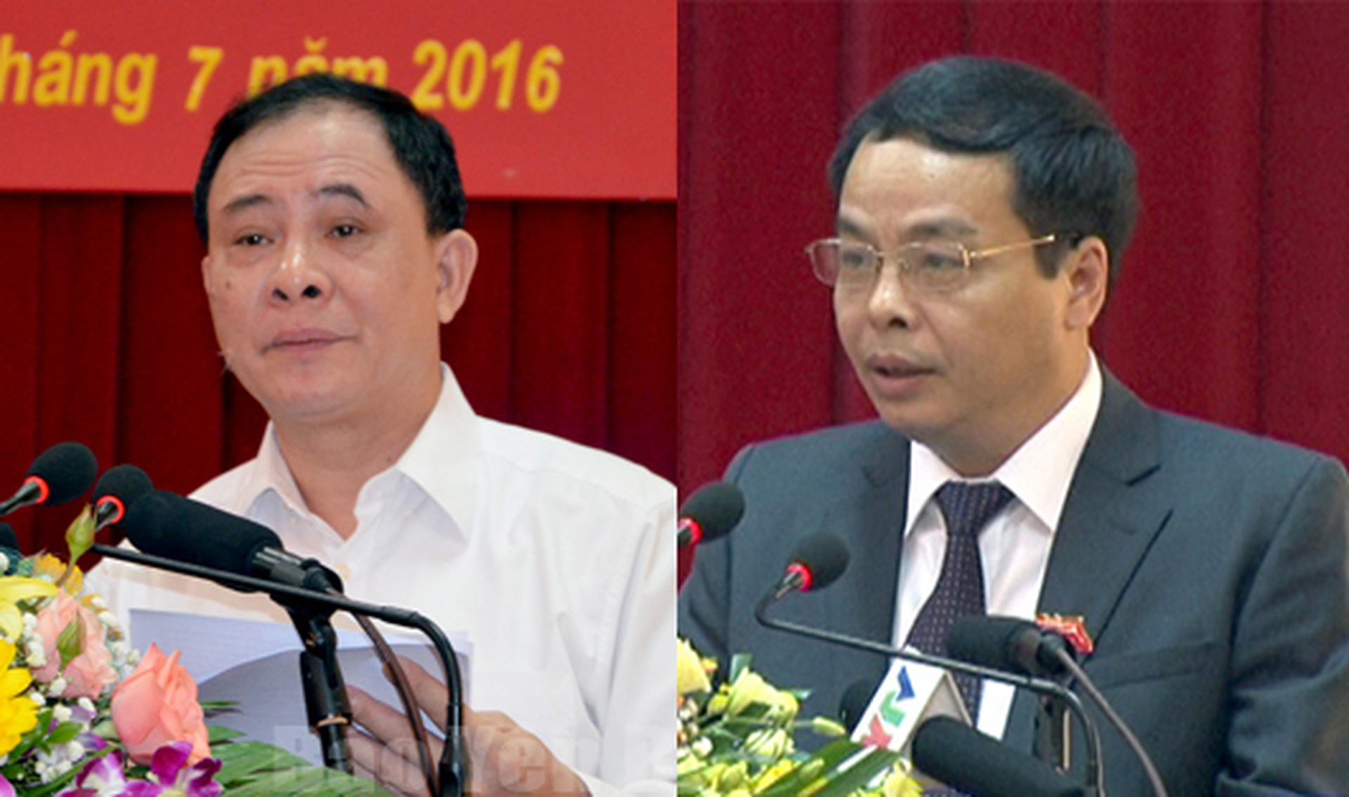 
B&iacute; thư Tỉnh ủy Y&ecirc;n B&aacute;i Phạm Duy Cường (tr&aacute;i) v&agrave; Chủ tịch HĐND tỉnh, ki&ecirc;m Trưởng ban Tổ chức Tỉnh ủy Y&ecirc;n B&aacute;i Ng&ocirc; Ngọc Tuấn (phải)
