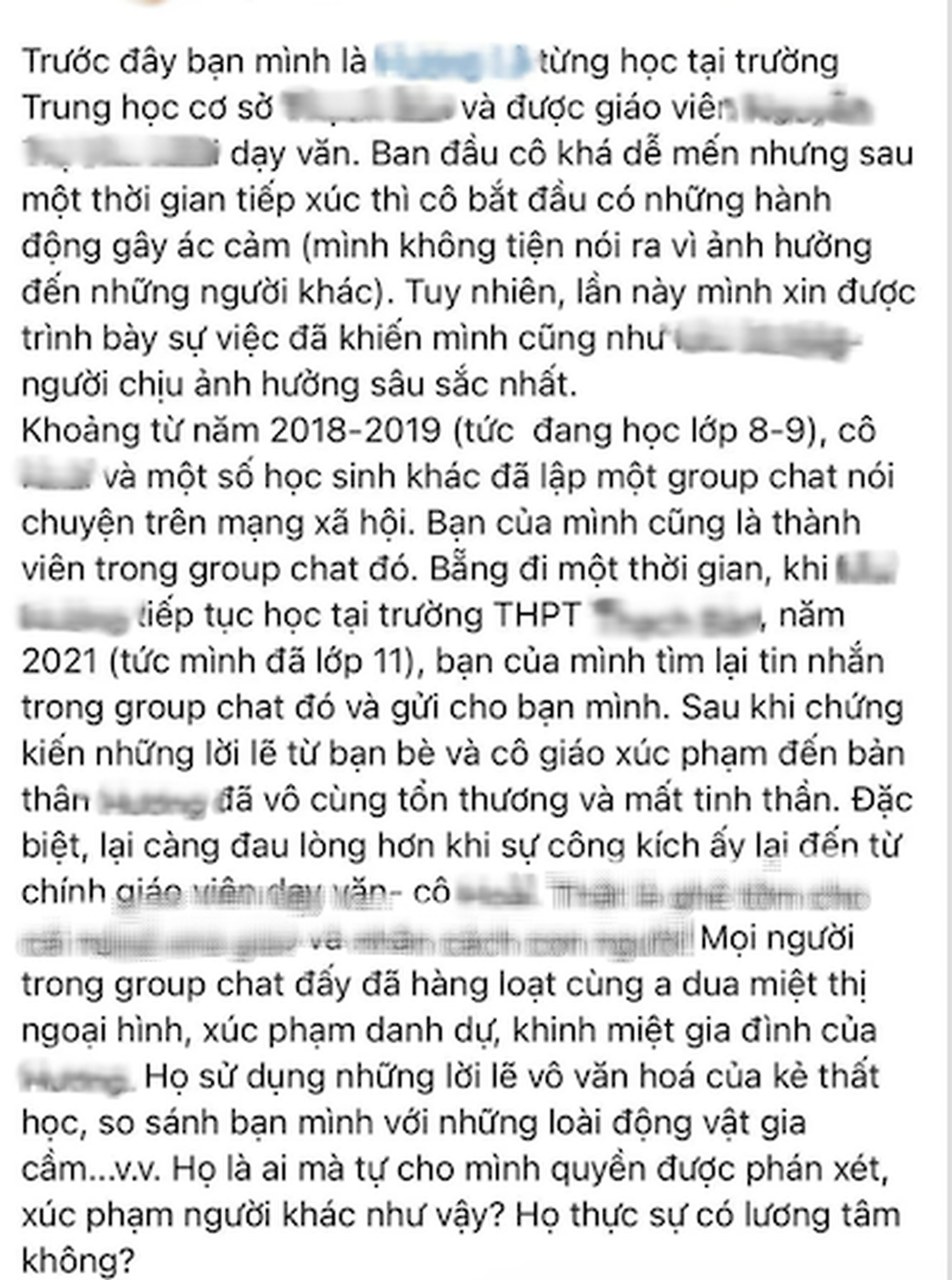 Ồn &agrave;o th&ocirc;ng tin c&ocirc; gi&aacute;o văn lập group ch&ecirc; nữ sinh ngực như b&aacute;t &ocirc;t&ocirc; - Ảnh 1.