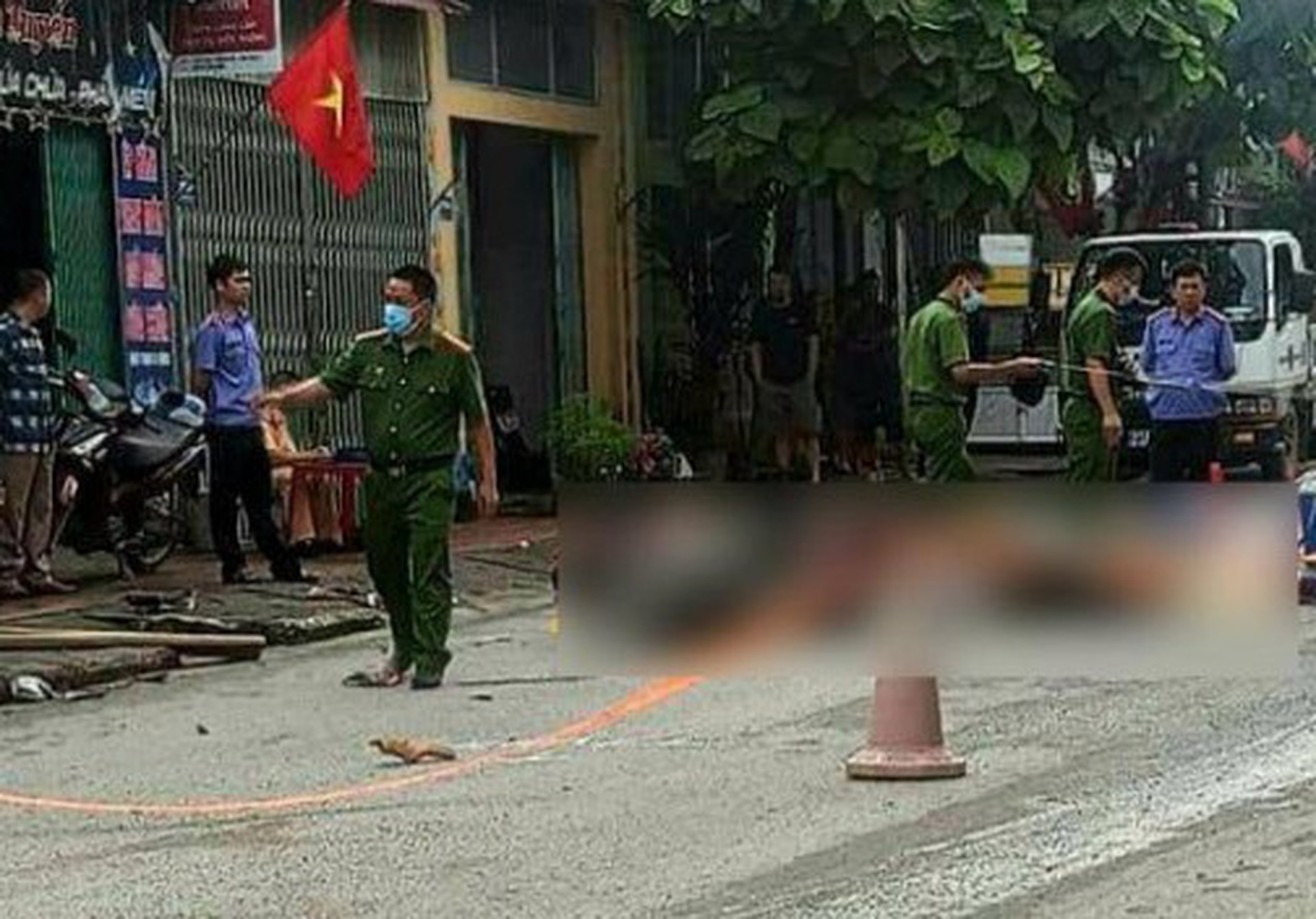 2 xe m&aacute;y va chạm gần cổng bệnh vi&ecirc;n, 5 người thương vong - Ảnh 1.