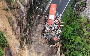 Lâm Đồng: Đang tiếp cận để giải cứu 2 tài xế mắc kẹt trên đèo Khánh Lê - Ảnh 2.