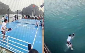 Cứu quả bóng trong trận Pickleball trên tàu du lịch, du khách lao người xuống vịnh Hạ Long